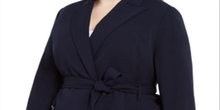 Calvin Klein Women's Tie Belt Blazer Navy Size 1X