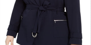 Calvin Klein Women's Tie Belt Blazer Navy Size 1X