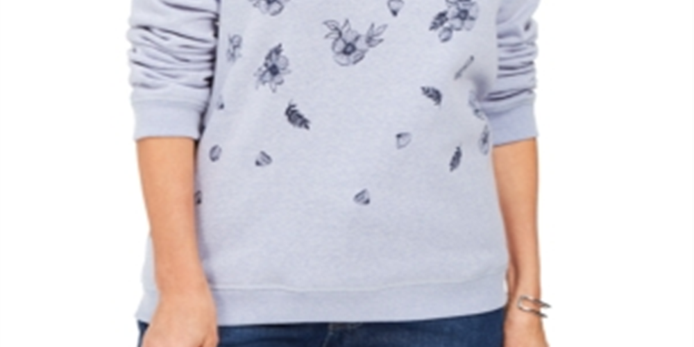 Karen Scott Women's Floral Print Fleece Sweatshirt Blue Size X-Large