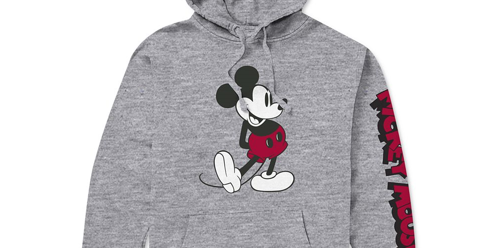 Mickey Men's Mouse Logo Hoodie Gray Size Large