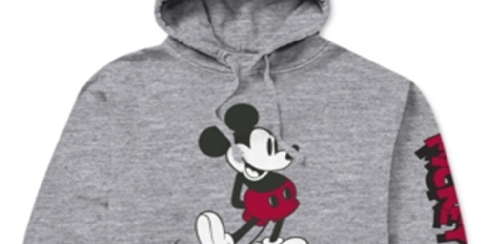 Mickey Men's Mouse Logo Hoodie Gray Size Large