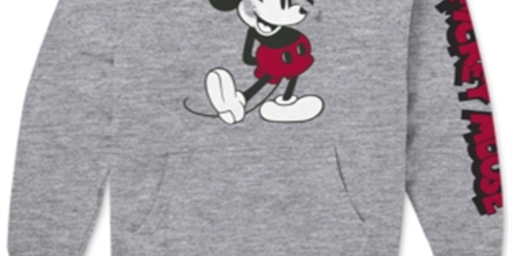 Mickey Men's Mouse Logo Hoodie Gray Size Large