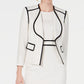 Kasper Women's Contrast Trim Open Front Blazer White Size 16