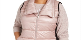 Calvin Klein Women's Performance Plus Printed Puffer Vest Pink Size 1X