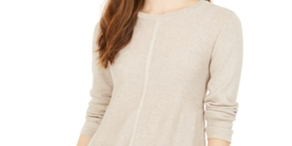 Style & Co Petite Mixed-Stitch Tunic Sweater Brown Size Petite XL