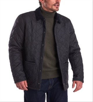Men's Jacket Quilted Corduroy-Collar Black Size M