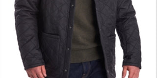 Men's Jacket Quilted Corduroy-Collar Black Size M