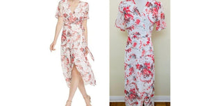 Bardot Women's Floral Short Sleeve Wrap Dress White Size 8