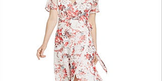 Bardot Women's Floral Short Sleeve Wrap Dress White Size 8