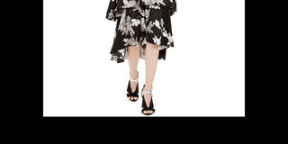 Calvin Klein Women's Belted Tiered MIDI Dress Black- Cream Size 14