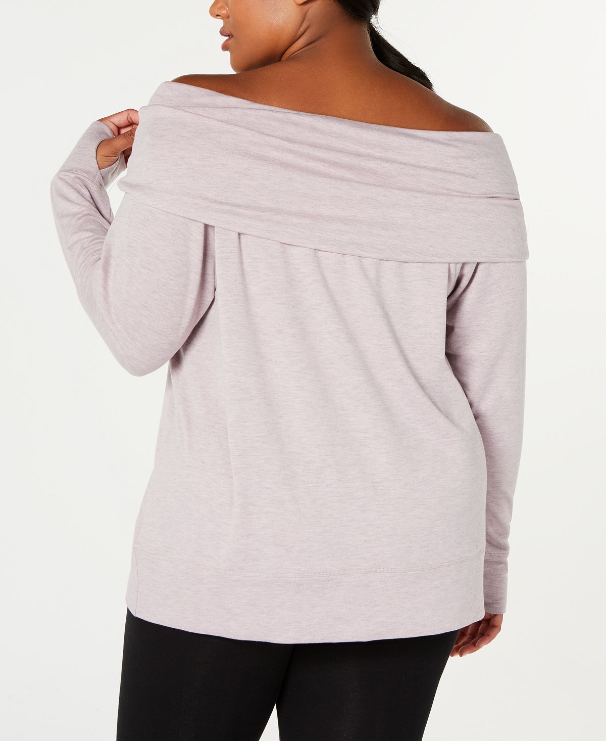 Ideology Women's Plus Off the Shoulder Sweatshirt Pink Size 2X