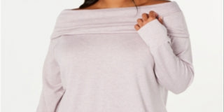 Ideology Women's Plus Off the Shoulder Sweatshirt Pink Size 2X