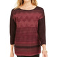 JM Collection Women's Metallic Stitched Drop-Shoulder Sweater Wine Size Medium
