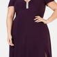 R & M Richards Women's Embellished Short Sleeve Sweetheart Neckline Full Length Sheath Formal Dress Purple Size 18W