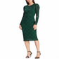 Ralph Lauren Women's Embroidered Lace Long Sleeve Jewel Neck Above the Knee Sheath Wear to Work Dress Green Size 18