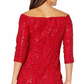 Alex Evenings Women's Long Off the Shoulder Sequin Lace Column Dress Red Size 12P