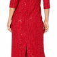 Alex Evenings Women's Long Off the Shoulder Sequin Lace Column Dress Red Size 12P