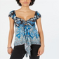 Free People Women's Knit Top La Bamba Babydoll Tie Front Blue Size XS
