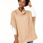 Charter Club Women's Cashmere Cowl Neck Poncho Brown Size L/XL