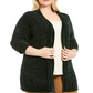 Karen Scott Women's Plus Open Front Chenille Cardigan Green Size 3XL