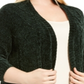 Karen Scott Women's Plus Open Front Chenille Cardigan Green Size 3XL