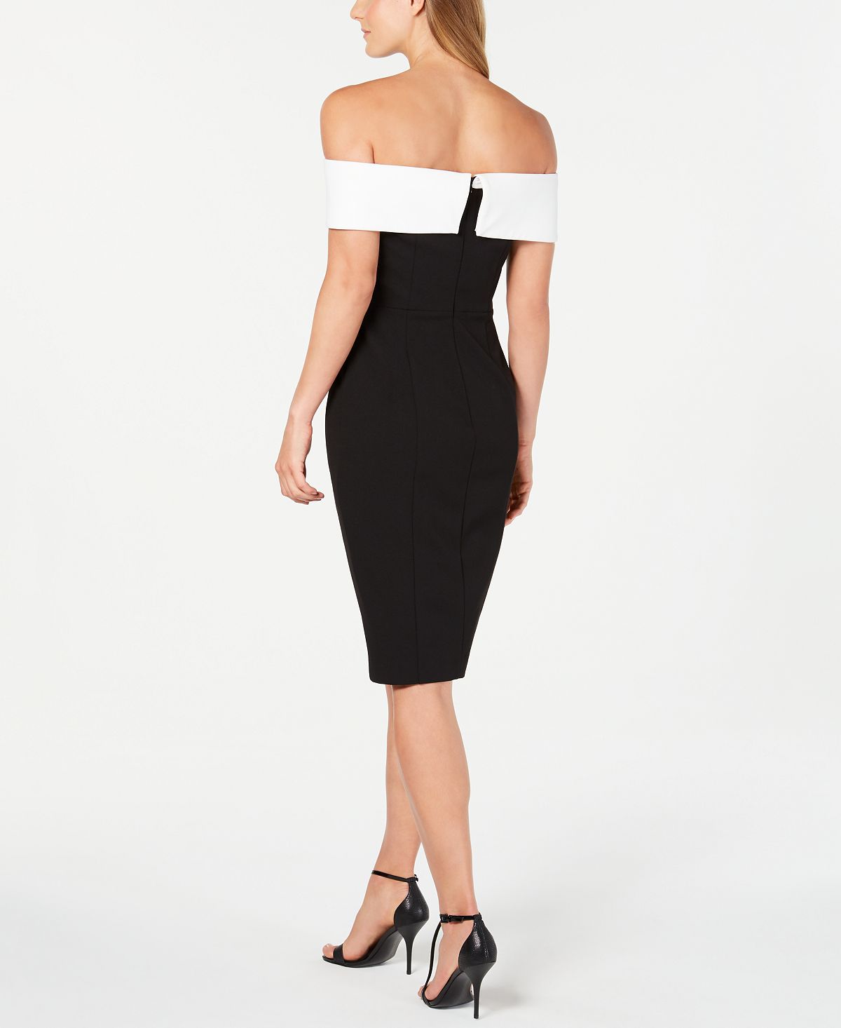 Calvin Klein Women's Seamed Off the Shoulder Dress Black Size 2 Petite