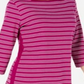 Karen Scott Women's Cotton Striped Vented Hem Top Pink Size X-Large