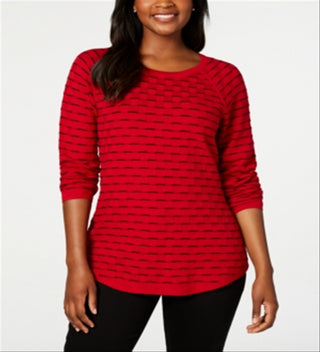 Karen Scott Women's Textu Sweater Red Size Petite S