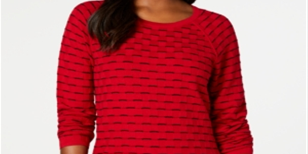Karen Scott Women's Textu Sweater Red Size Petite S