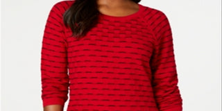 Karen Scott Women's Textu Sweater Red Size Petite S