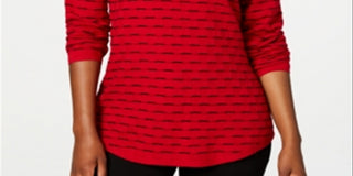 Karen Scott Women's Textu Sweater Red Size Petite S