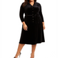 Anne Klein Women's Velvet Button Down a Line Dress Black Size 24W