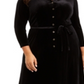 Anne Klein Women's Velvet Button Down a Line Dress Black Size 24W