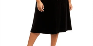 Anne Klein Women's Velvet Button Down a Line Dress Black Size 24W