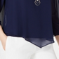 JM Collection Women's Asymmetrical Necklace Blouse Blue Size Small