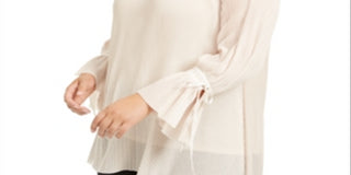 Alfani Women's Plus Pleated Blouse Beige Size 0X