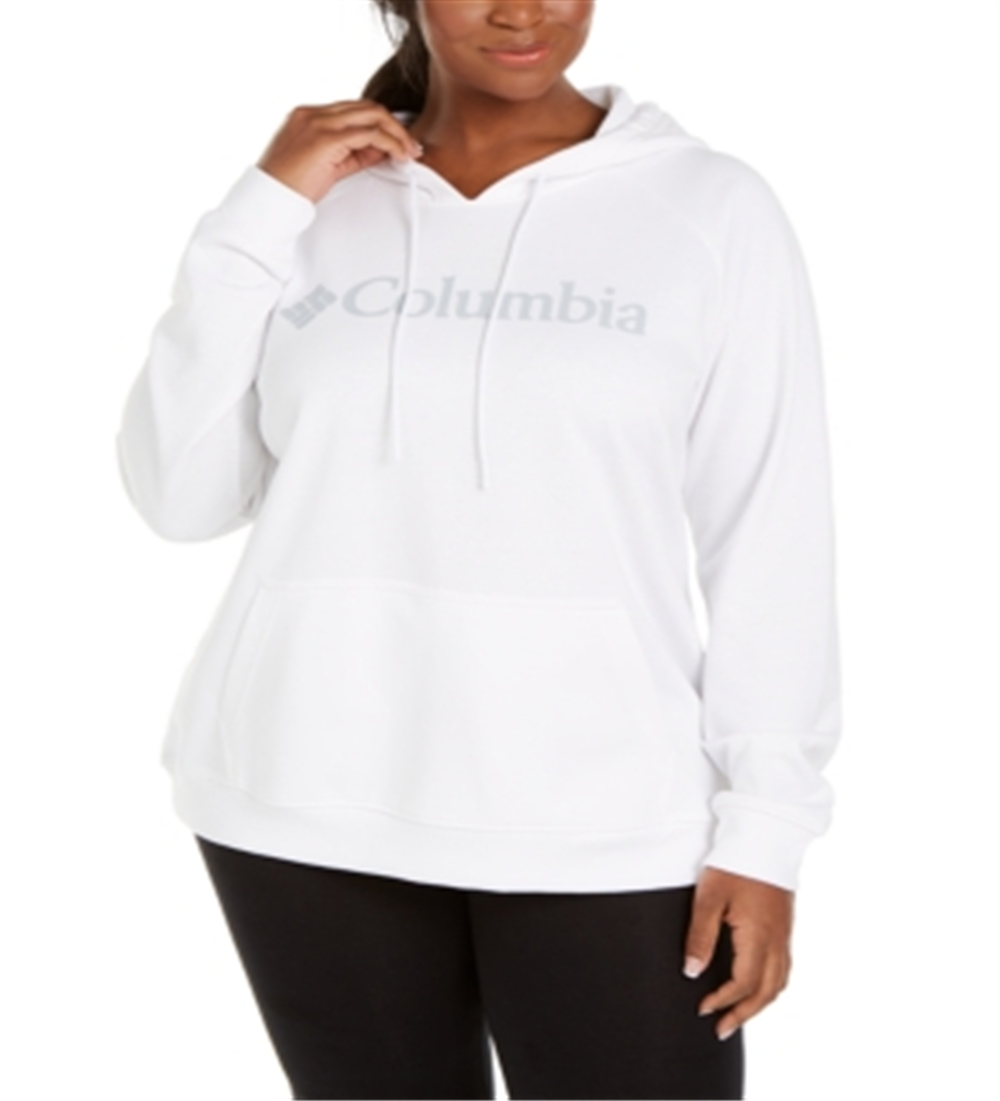 Columbia Women's Logo Print French Terry Hoodie White Size 1X