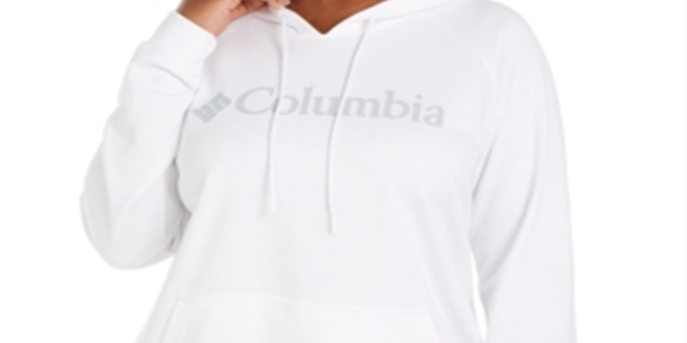 Columbia Women's Logo Print French Terry Hoodie White Size 1X