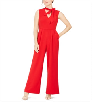 Calvin Klein Women's Tie Neck Jumpsuit Blue Size 4