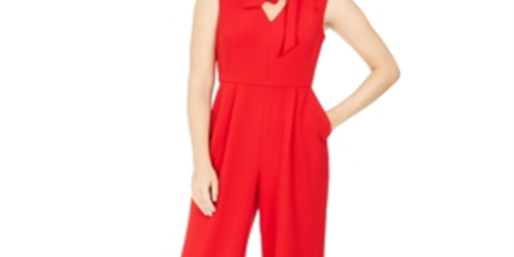 Calvin Klein Women's Tie Neck Jumpsuit Blue Size 4