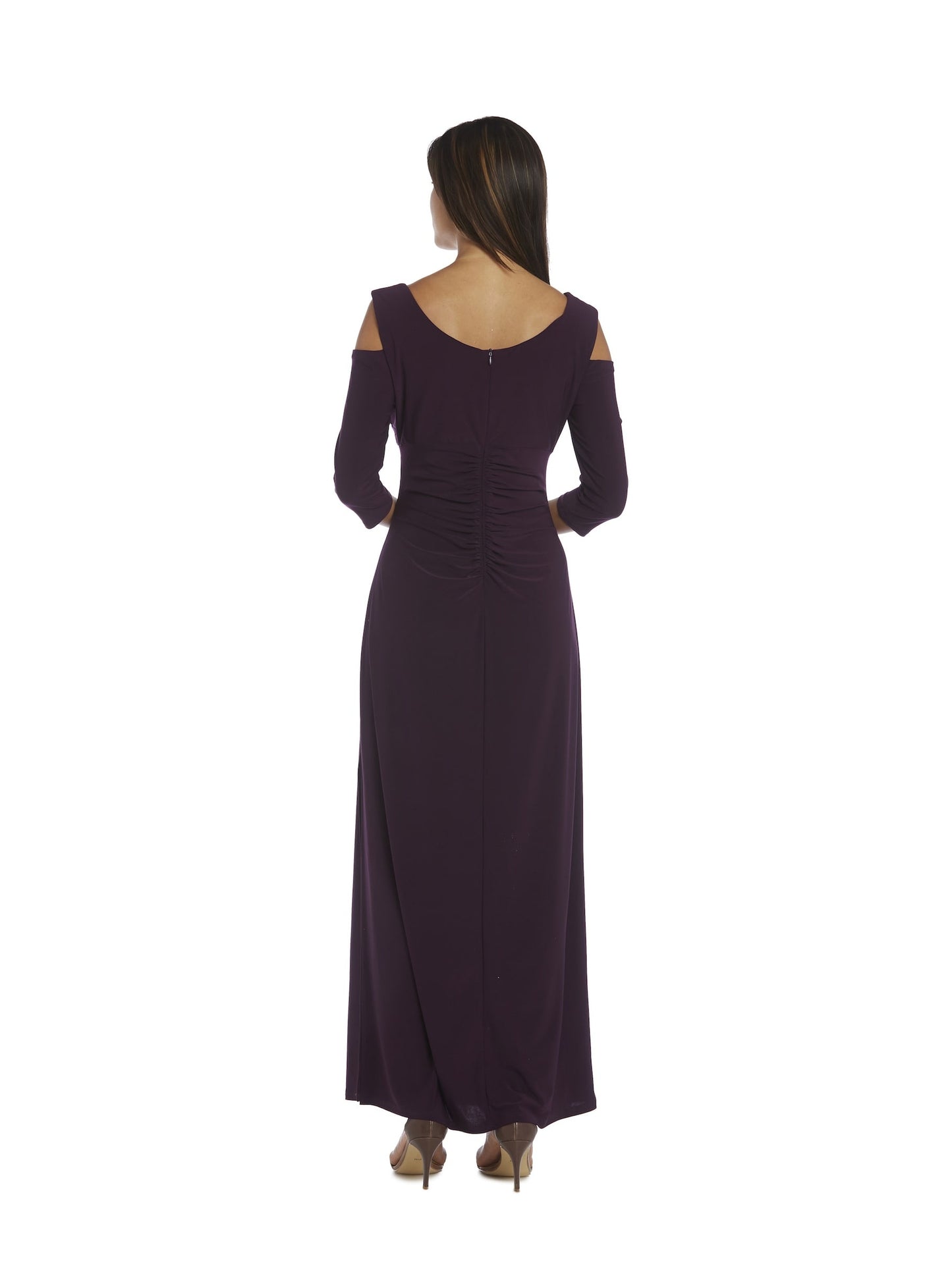 DressBarn Women's  Column Evening Gown with Shoulder Cutouts Dress Purple Size 12
