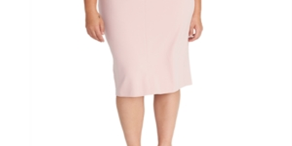 Rachel Roy Women's Cold Shoulder Ruffled Spaghetti Strap Sweetheart Neckline Below the Knee Cocktail Sheath Dress Pink Size 16W