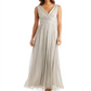 R & M Richards Metallic Crinkle Gown Beige Size 6 Petite