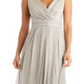 R & M Richards Metallic Crinkle Gown Beige Size 6 Petite