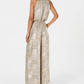 Vince Camuto Women's Mock Neck Metallic Tie Waist Jumpsuit Gold Size 12