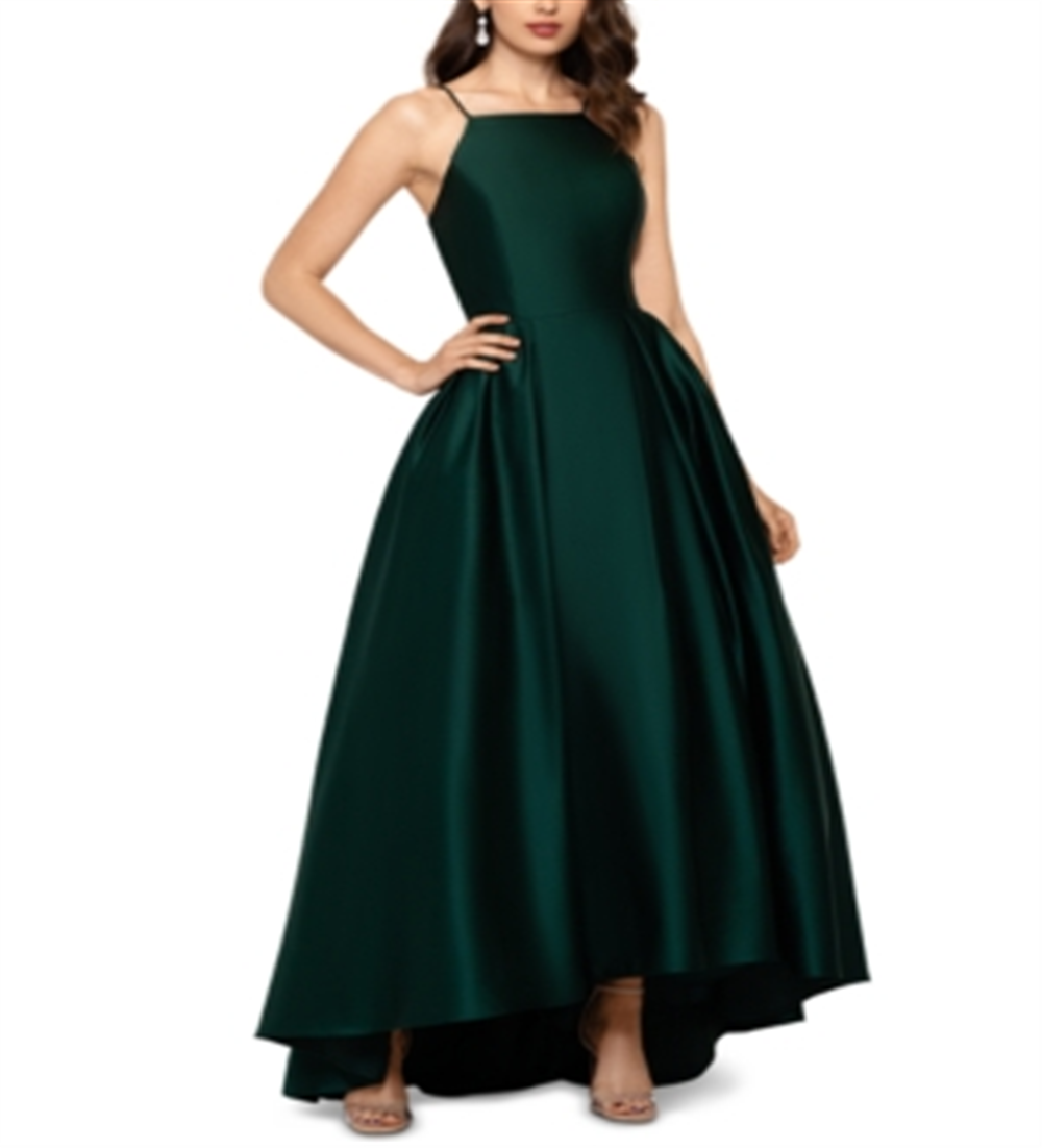 Betsy & Adam Women's Satin Ball Gown Green Size 8