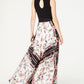 INC Womens Black Belted Floral Sleeveless Jewel Neck Full-Length Fit Flare Formal Dress Size 6