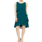 SL Fashions Women's Tiered Chiffon Dress Green Size 4