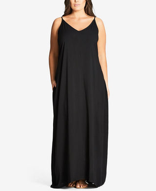 City Chic Women's MAXI V NECK Black Size X-Small