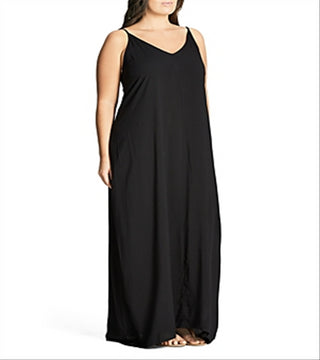 City Chic Women's MAXI V NECK Black Size X-Small